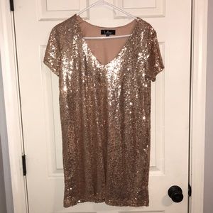 Light pink sequin vneck dress